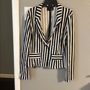 Kaii Black and White Striped Women's Blazer